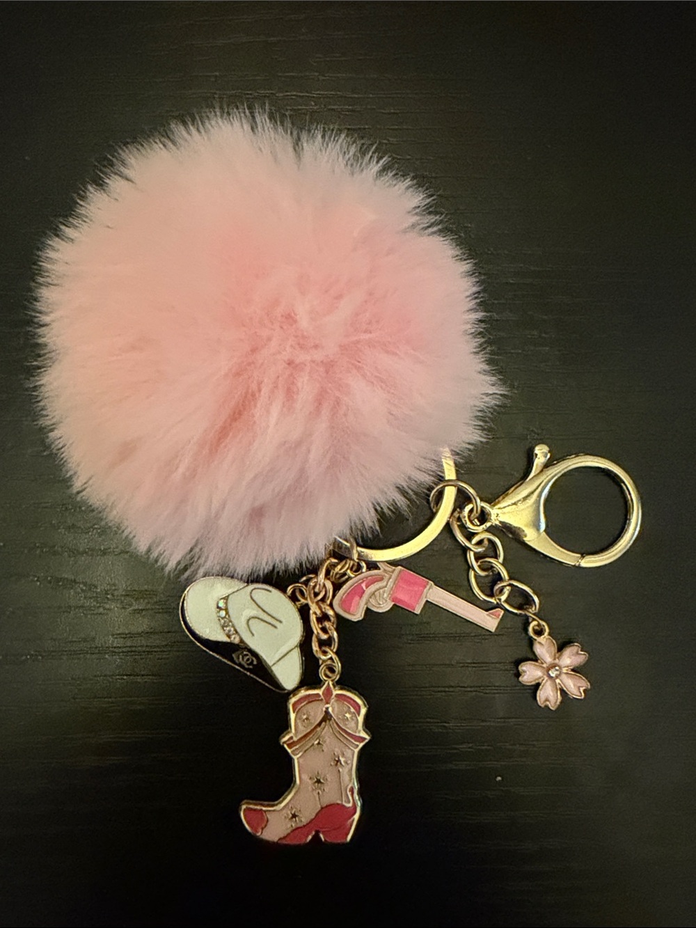 Inspired Keychain with Western Charms Pink and Gold
